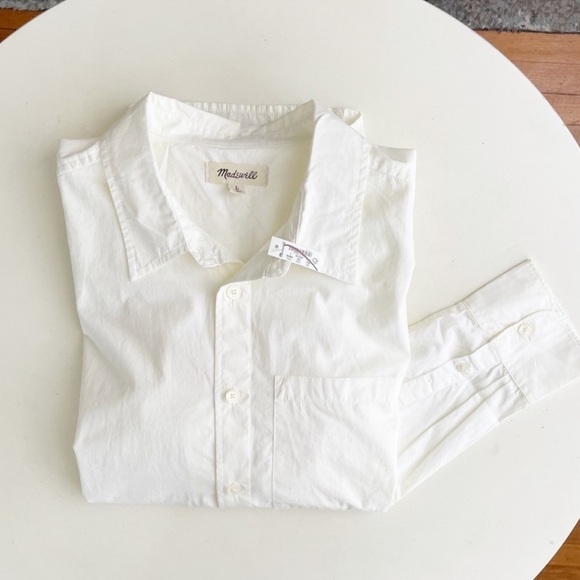 Madewell Men’s Poplin Easy Long-Sleeve Button Down Shirt Size Large White New - Picture 2 of 8